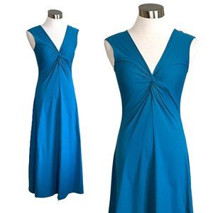 Patagonia Bandha Midi Dress Womens Sz S Ocean Blue Twist Front Sundress Travel